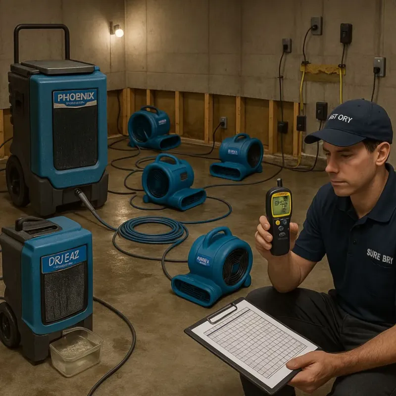 Structural Drying and Dehumidification process in Waterbury, CT
